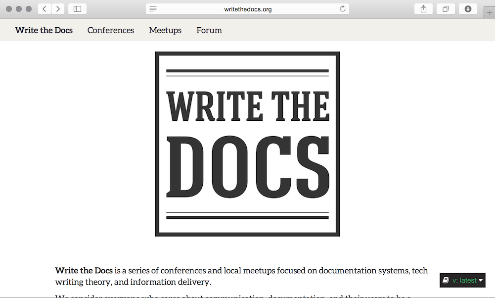 Write the docs home page